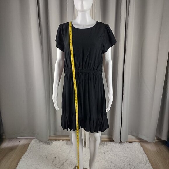 Loft Petites Women's A-line Black Short Sleeve, Lightweight Midi Dress Size LP - Picture 5 of 10